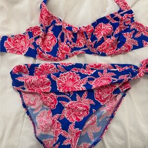 Floral Blue and Pink Women's Swimwear